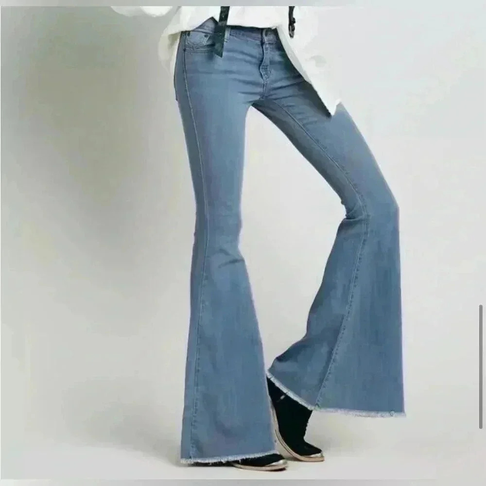 Free People Women's Just Float On Flare Bell Bottom HIGH RISE Jeans Size 27